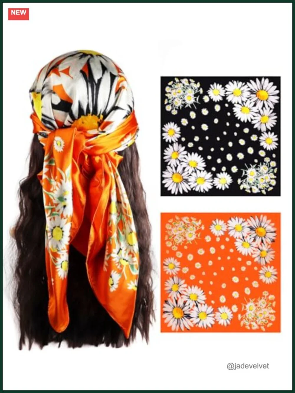 Satin Head Scarf for Women Silk Like Hair Wrap 35x35 Large Square Bandana